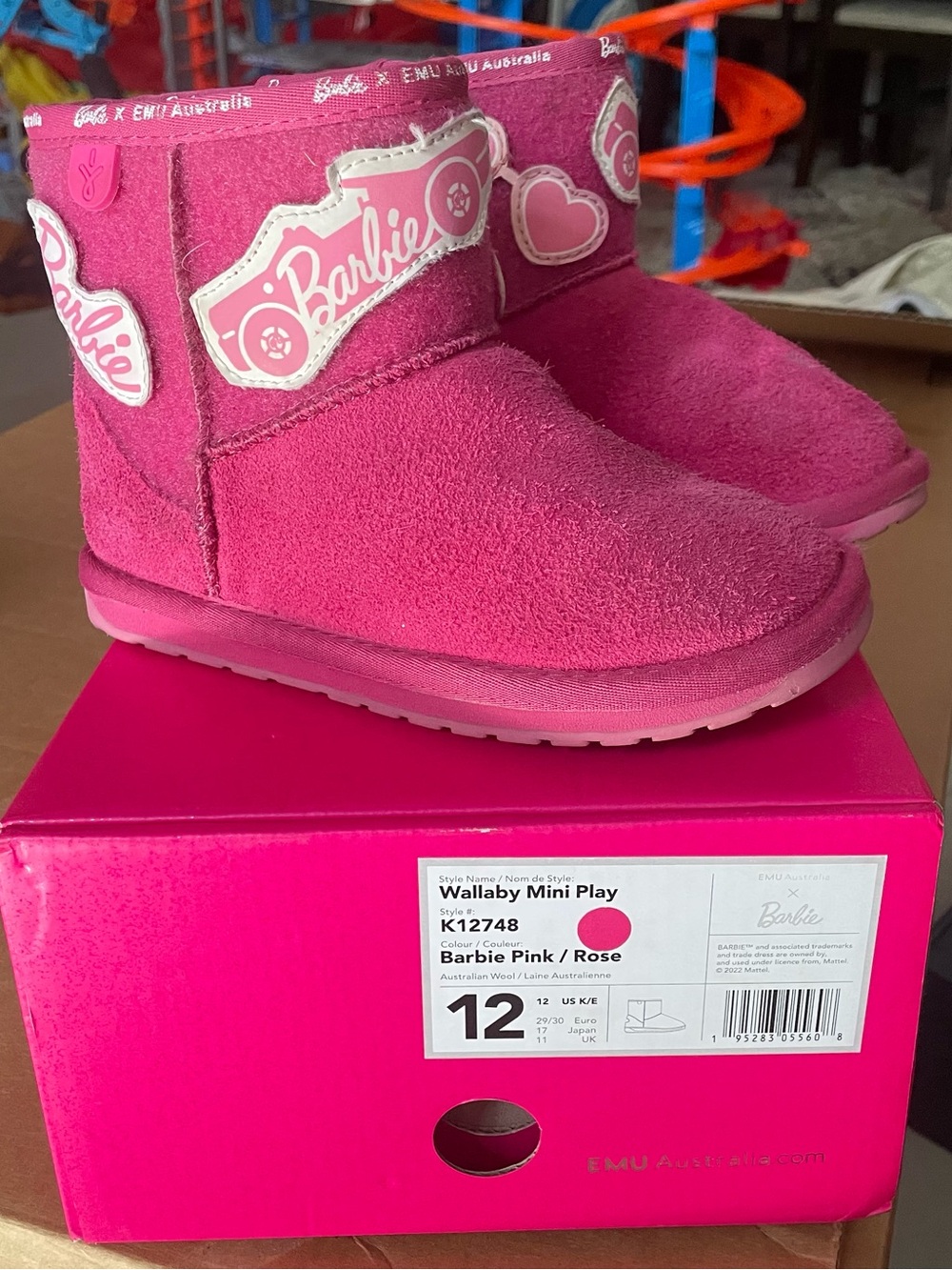 Emu Barbie Pink Kids Rain & Snow Boots - Cozy Pull-On Mini Wallaby